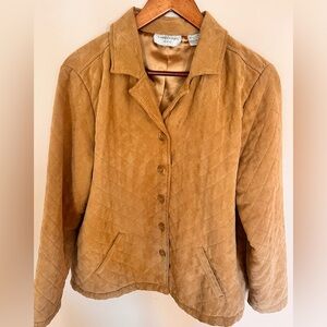 Lemongrass Petite quilted microfiber button front lined barn jacket blazer P/L